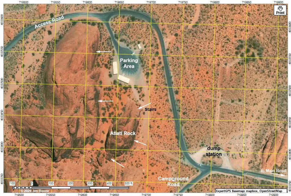 Atlatl Rock site map