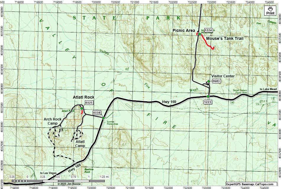 Atlatl Rock Area Map