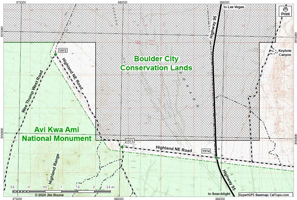 Hiko Canyon Road Map