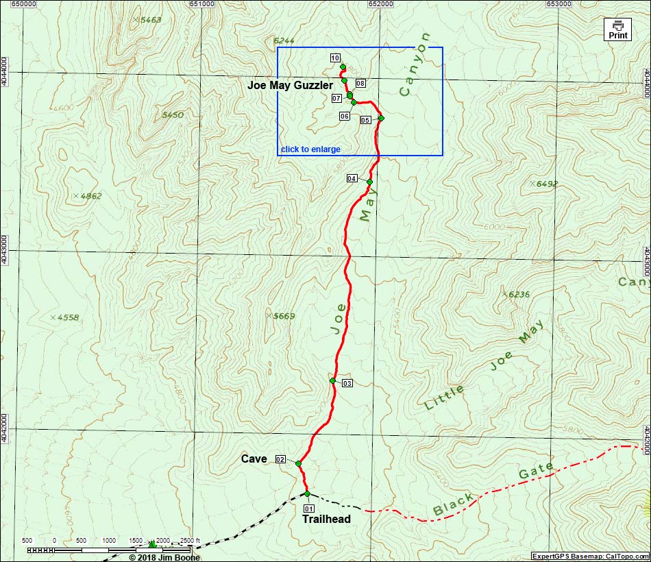 Joe May Canyon Guzzler Route Map