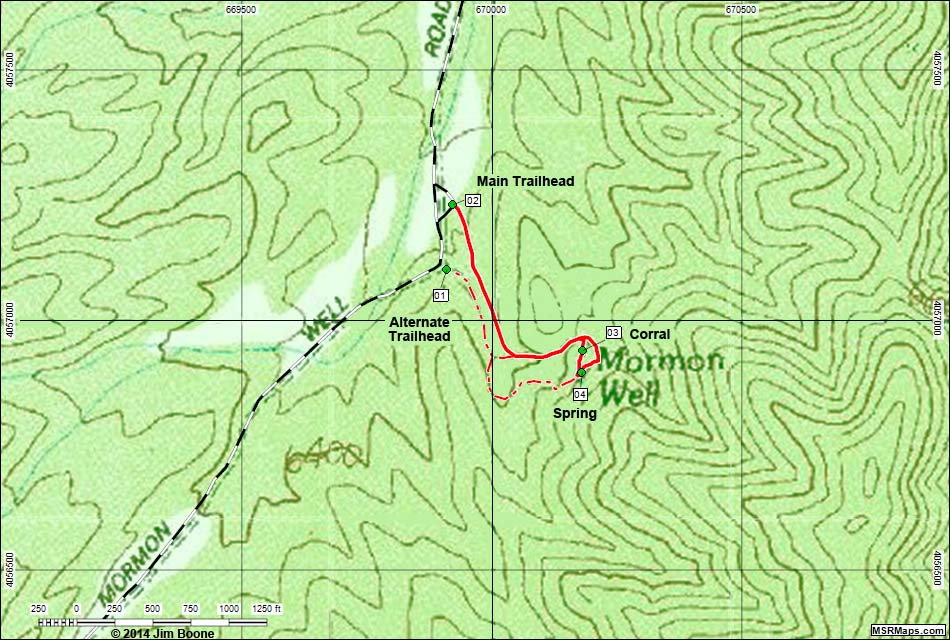 Mormon Well Hiking Map
