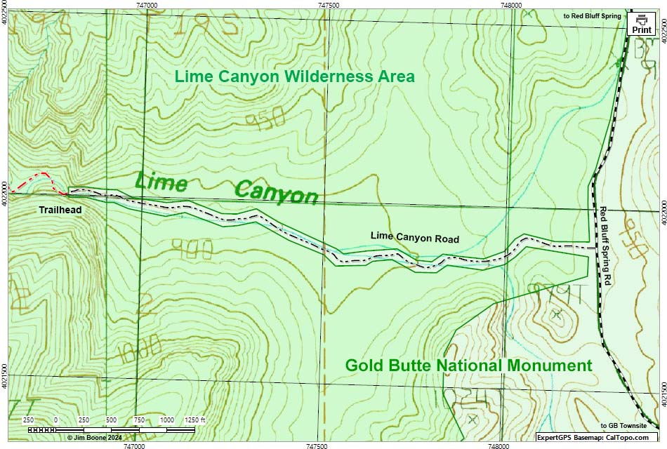 Lime Canyon Road Map