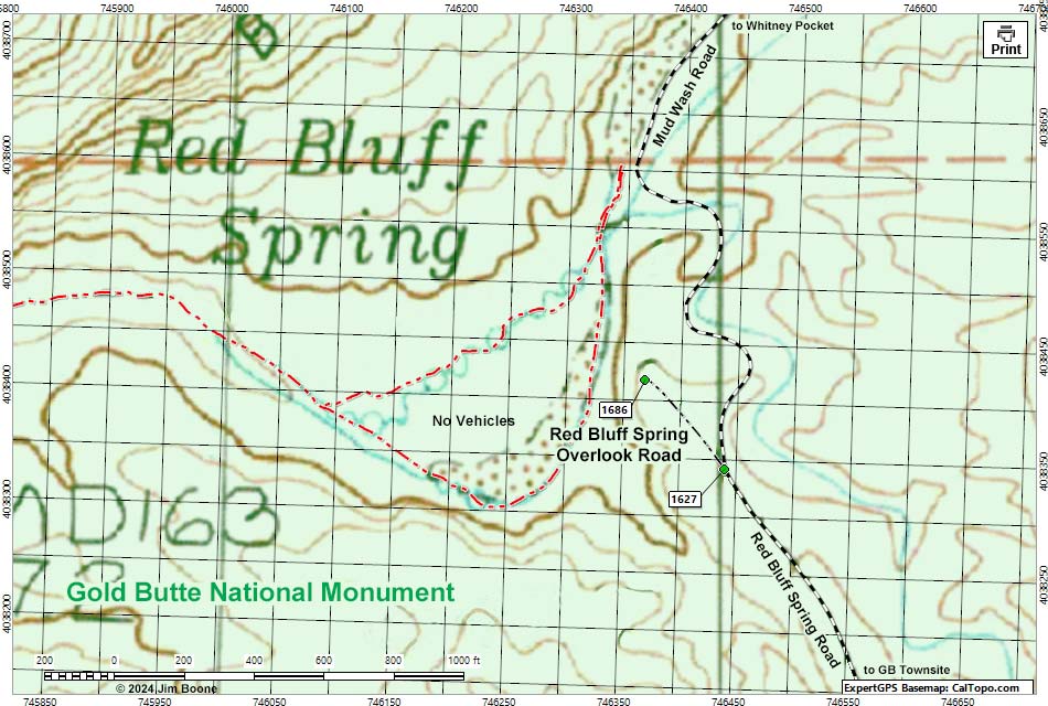 Red Bluff Spring Overlook Road Map