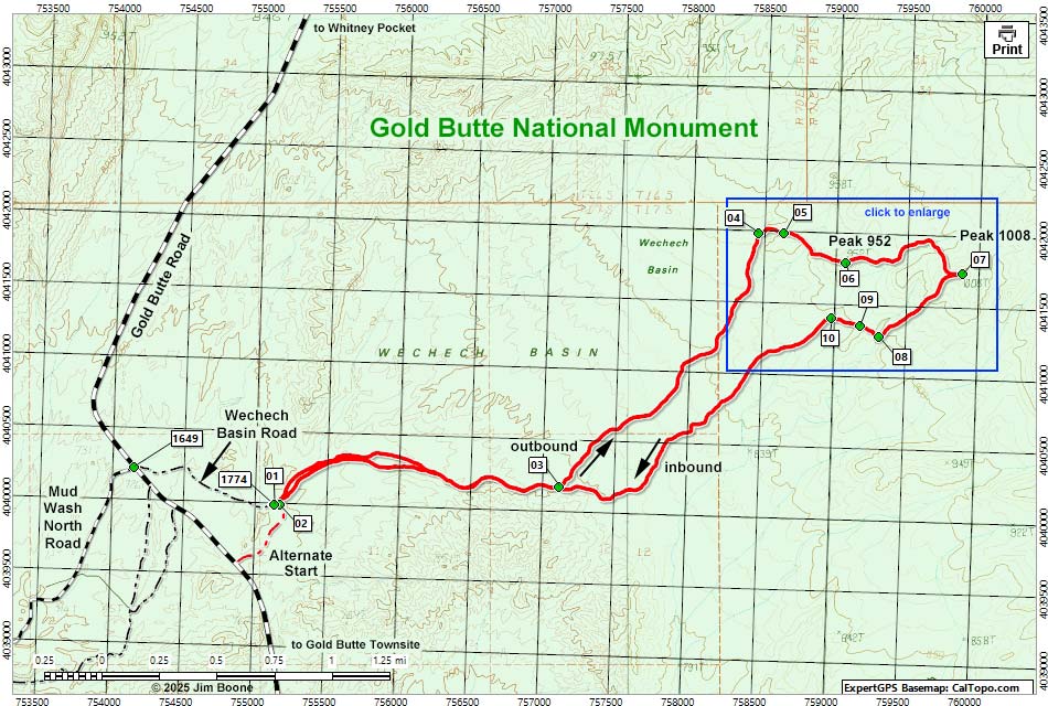 Wechech Basin Loop Map