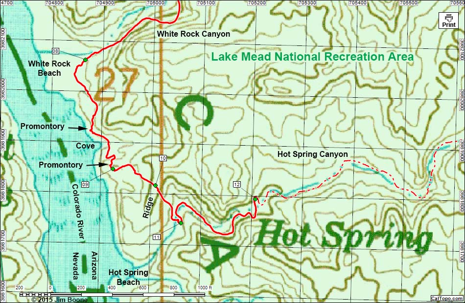 Arizona Hot Spring -- White Rock Canyon Map
