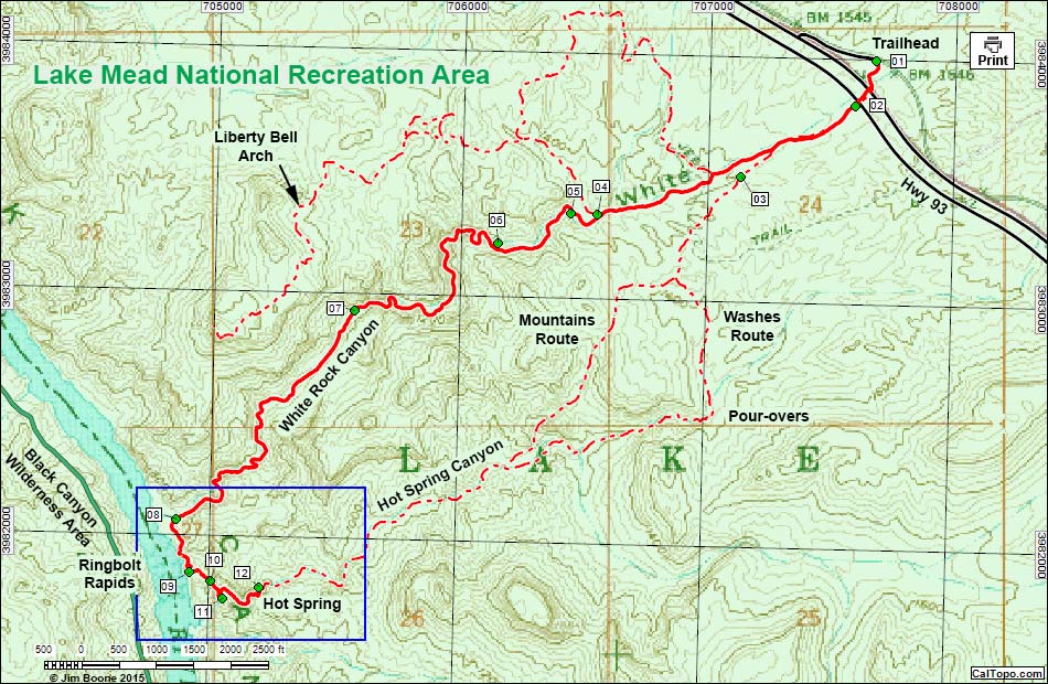 Arizona Hot Spring -- White Rock Canyon Map