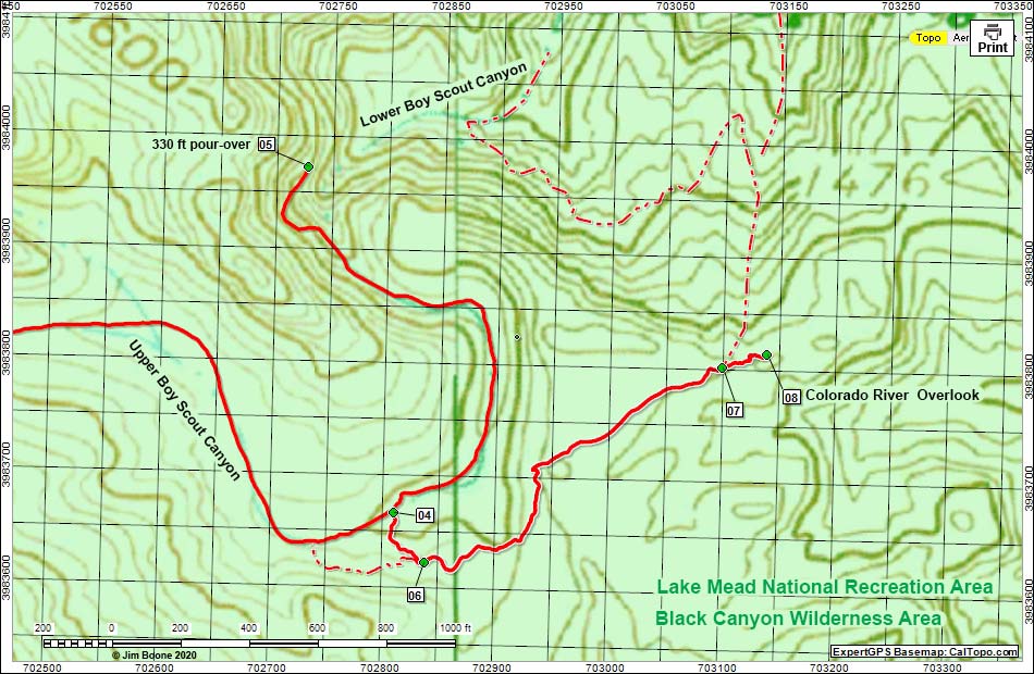 Boy Scout Canyon Route Map
