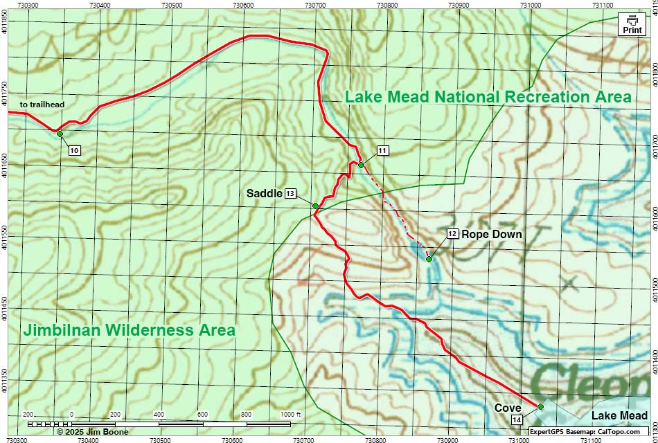Cleopatra Wash End Map Enlargement