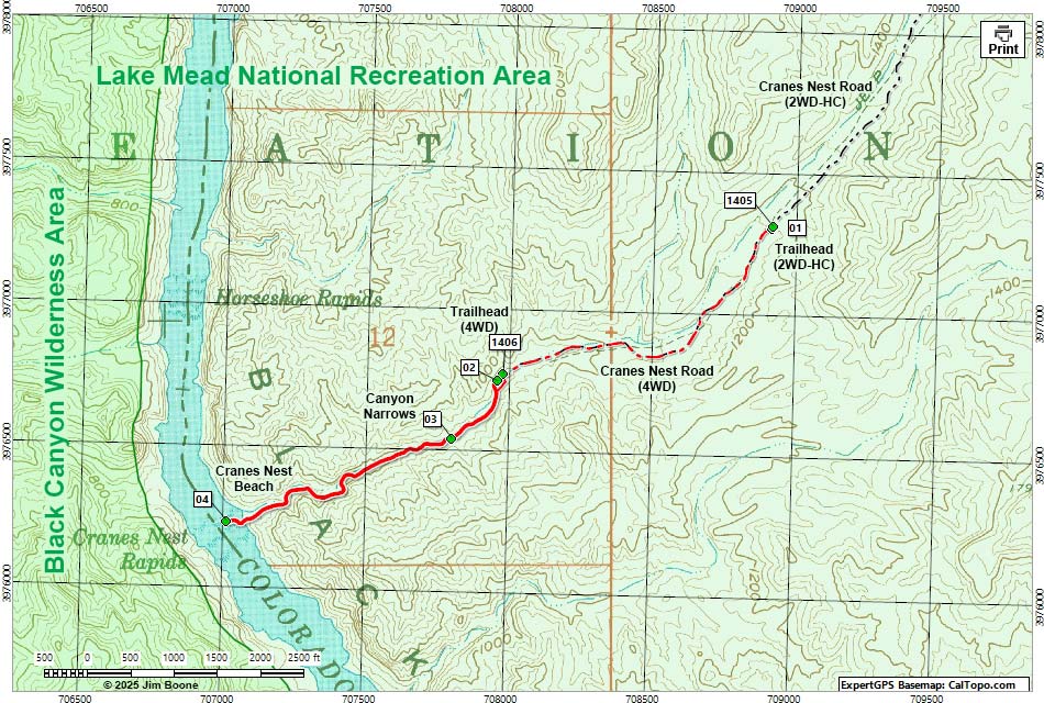Cranes Nest Canyon Map
