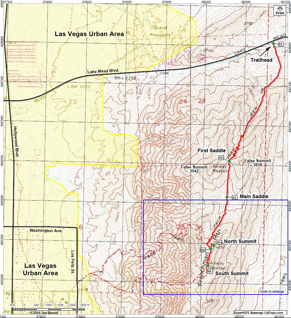 Frenchman Mountain Trail Map