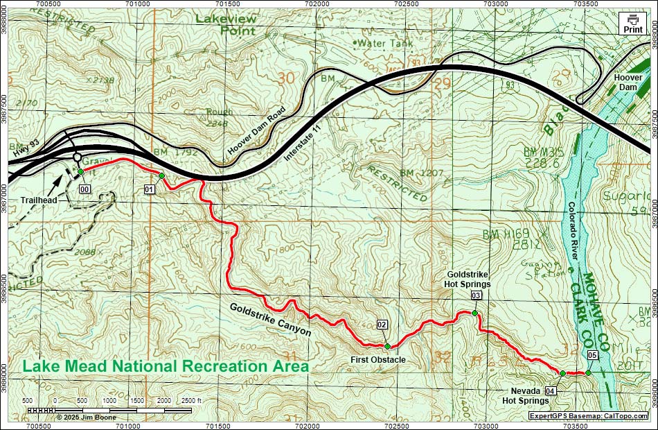 Goldstrike Hot Springs Route Map