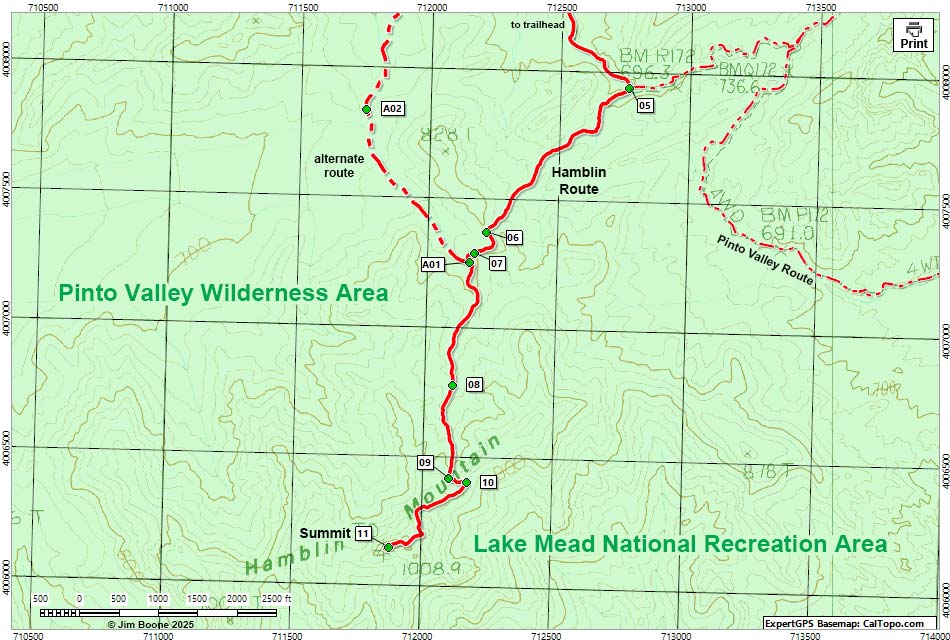 Hamblin Mountain Route Map