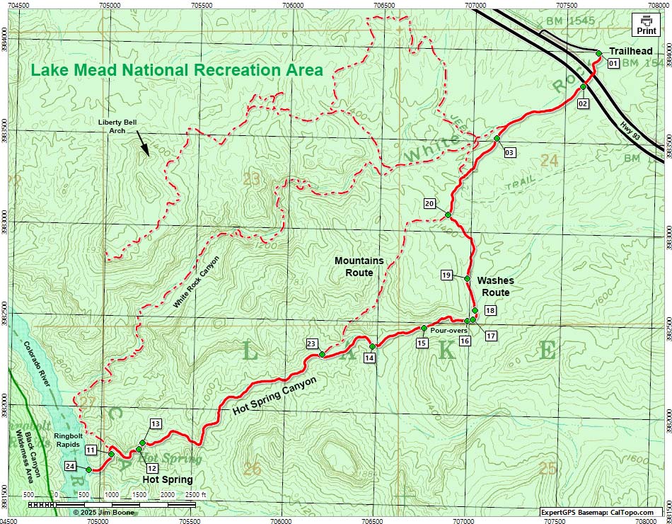AZ Hot Spring - Hot Spring Canyon Route Map