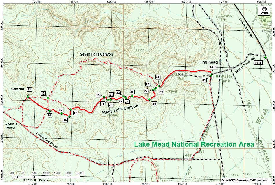 Many Falls Canyon Map