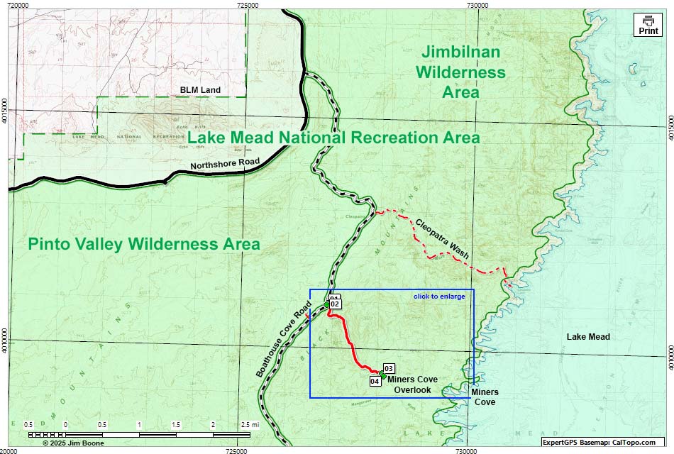 Miner's Cove Wash Overlook Map