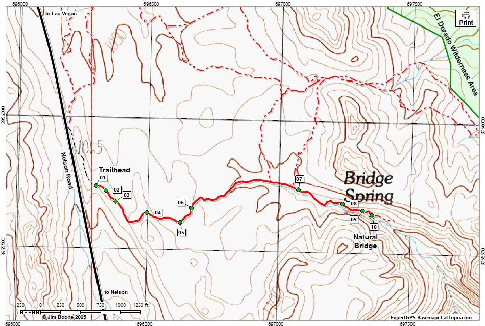 Natural Bridge and Bridge Spring Route Map