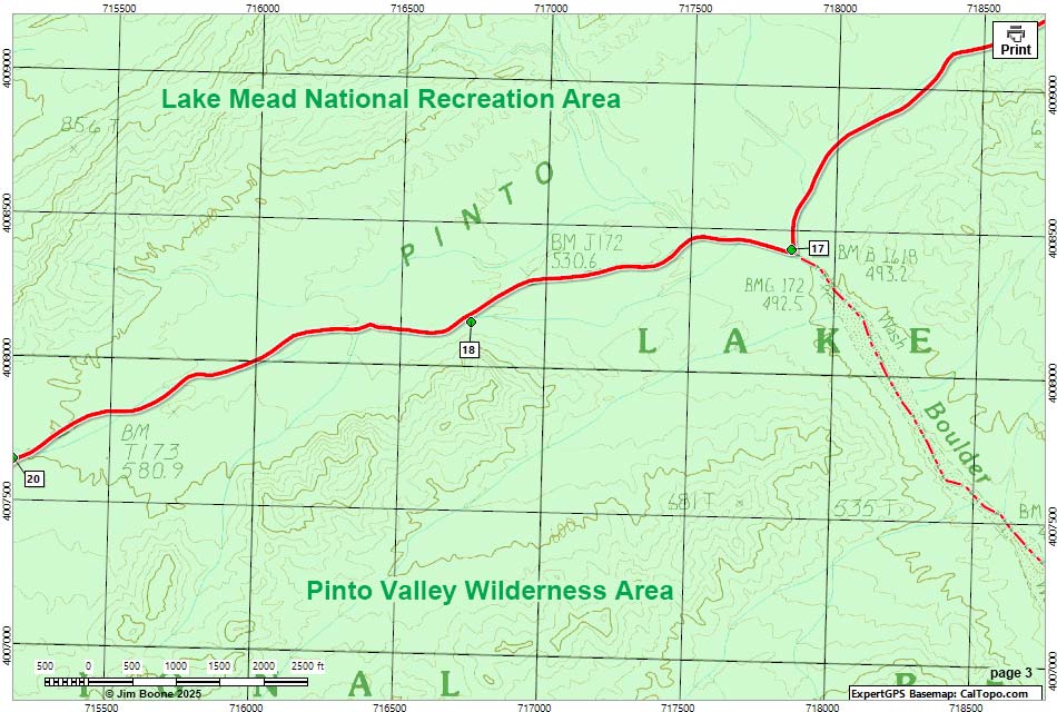 Pinto Valley Route Map