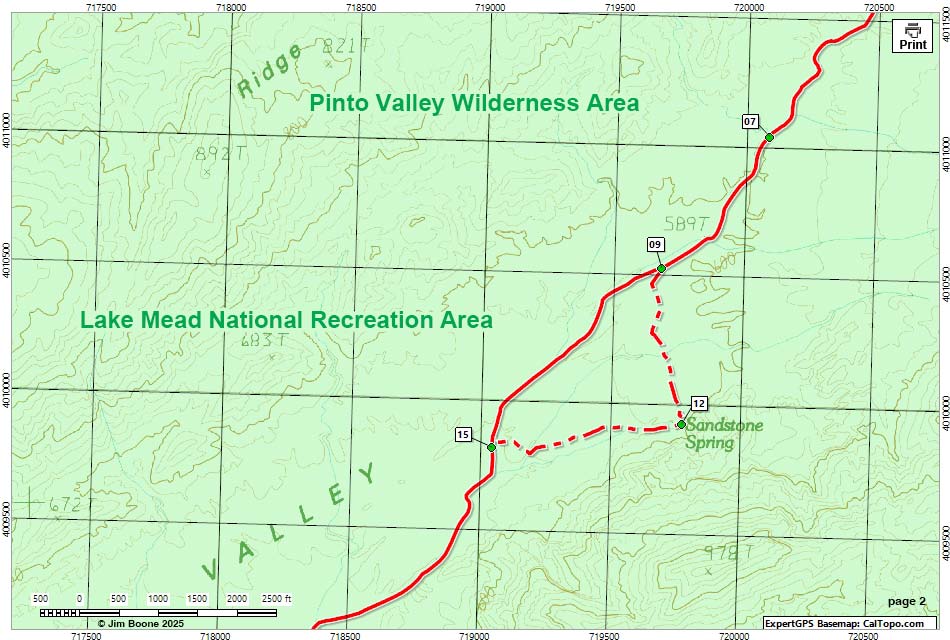 Pinto Valley Route Map