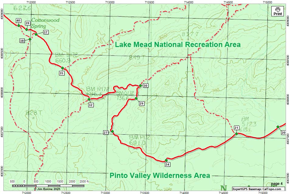 Pinto Valley Route Map