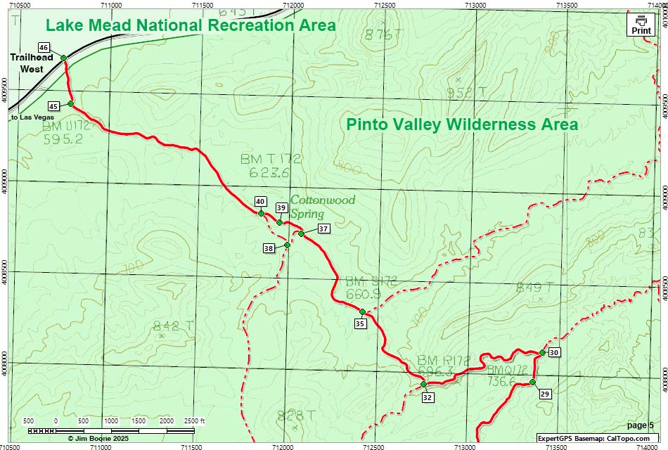 Pinto Valley Route Map