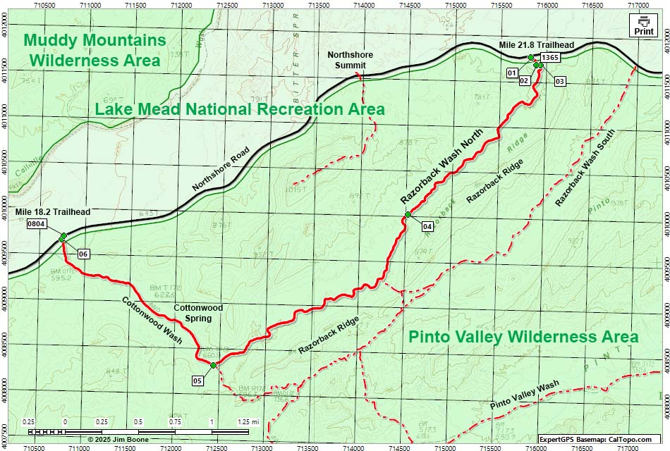 Razorback Wash North Map