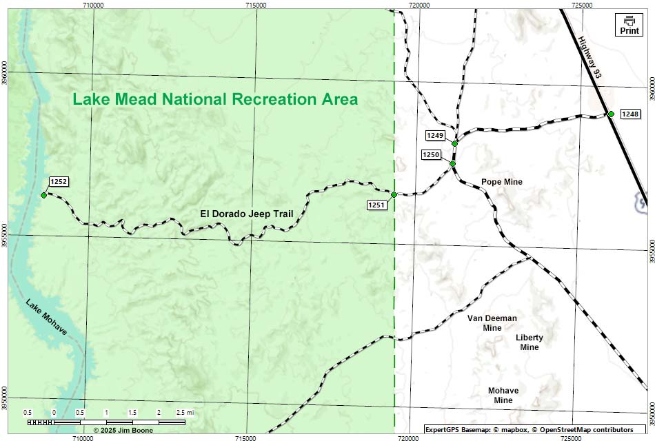 El Dorado Jeep Trail Map