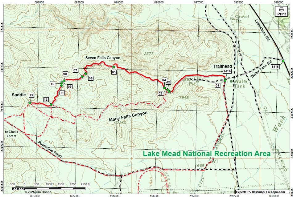 Seven Falls Canyon Map