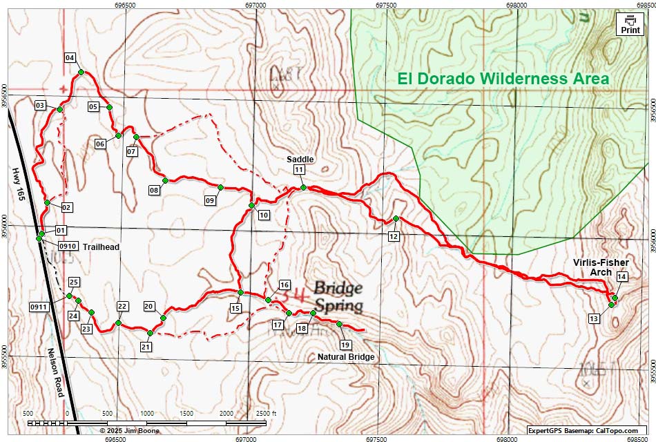 Virlis-Fisher Arch and Natural Bridge Map