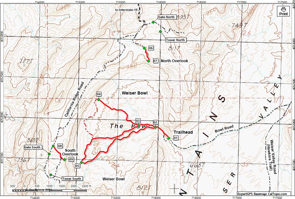 Weiser Bowl Route Map