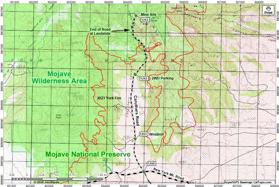 Caruthers Canyon Route Map