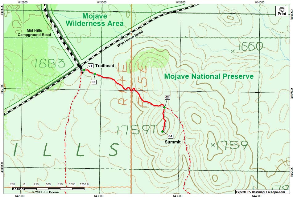 Mid Hills Peak Map
