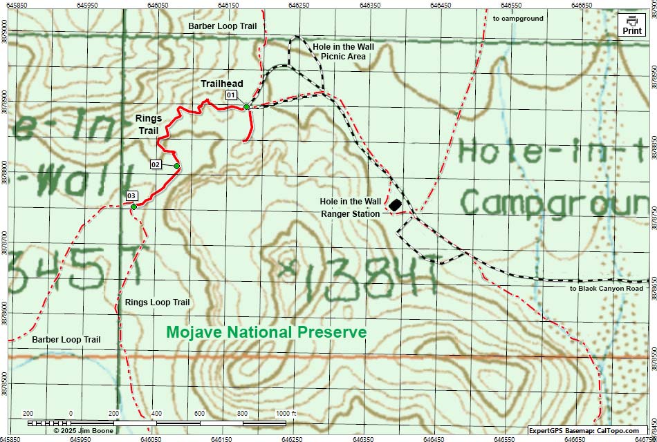 Rings Trail Hiking Map