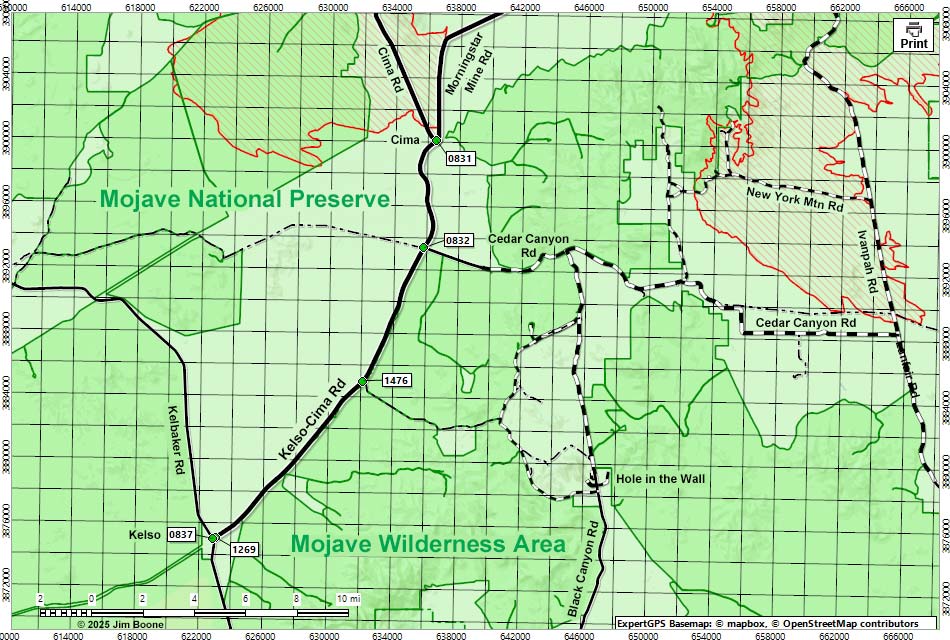 Kelso-Cima Road Map