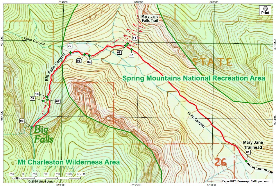 Big Falls Hiking Map