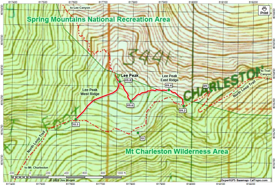 Lee Peak Map
