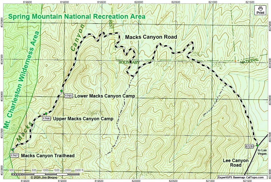 Macks Canyon Road Map