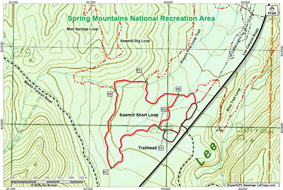 Sawmill Short Loop Trail Map