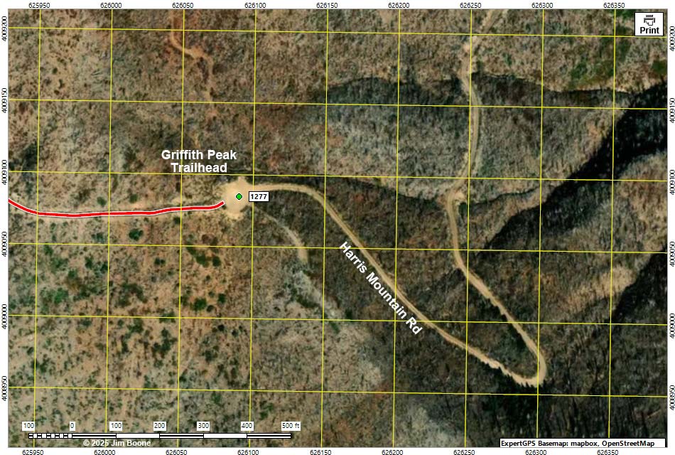 Harris Saddle Trailhead Map