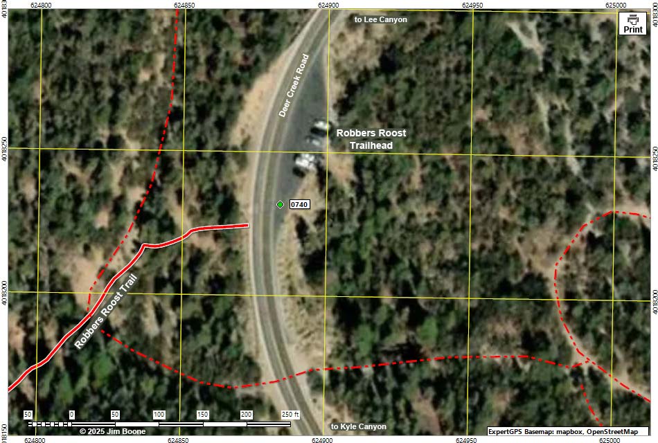 Robbers Roost Trailhead Map