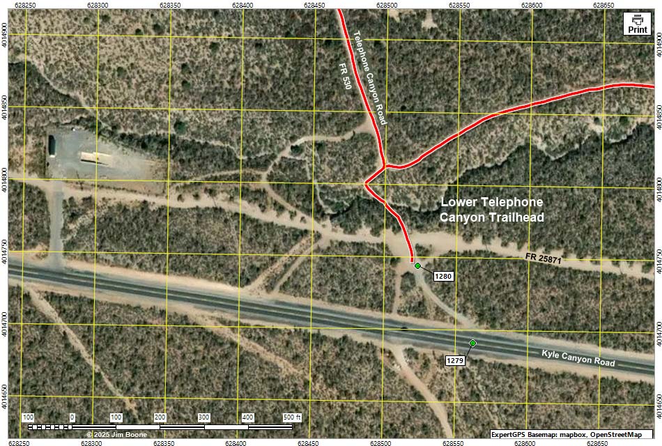 Lower Telephone Canyon Trailhead Map