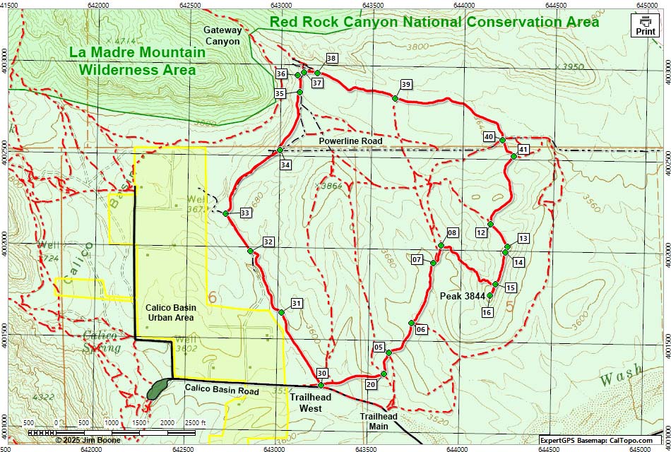 Peak 3844 West Loop Trail Map