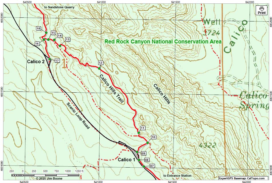 Calico Hills Trail Map