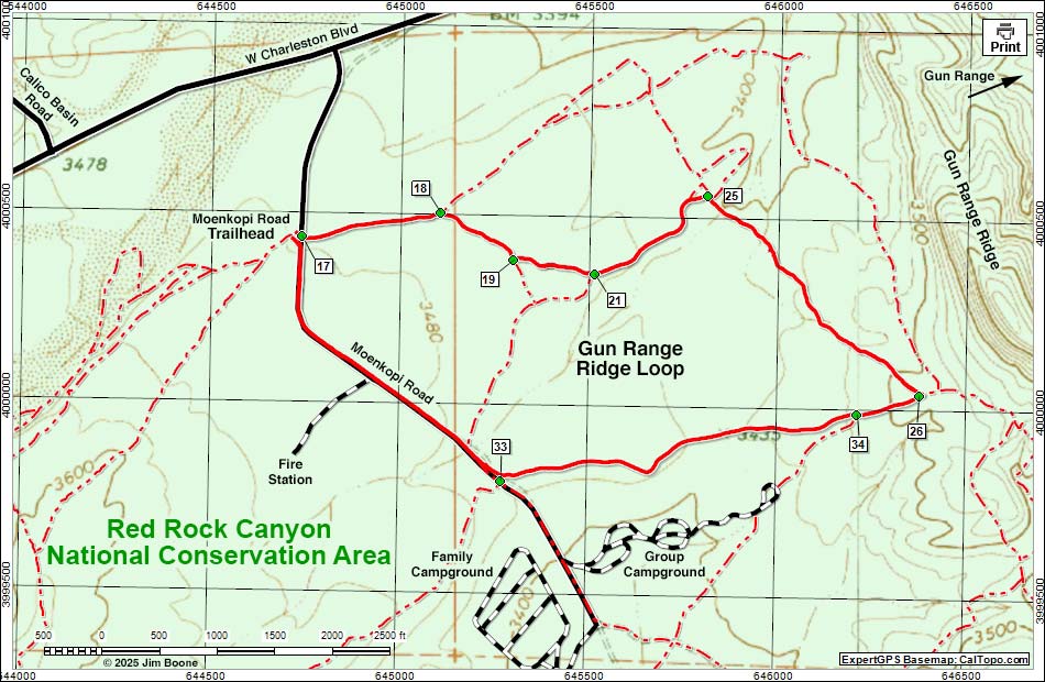 Gun Range Ridge Loop Hiking Map