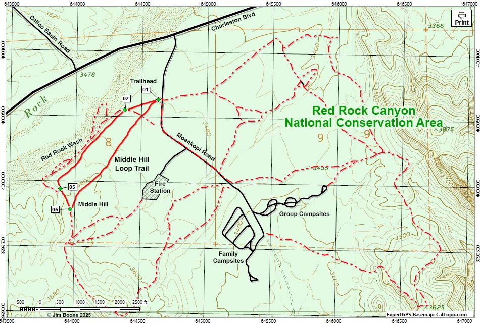 Campground Wash Loop Hiking Map