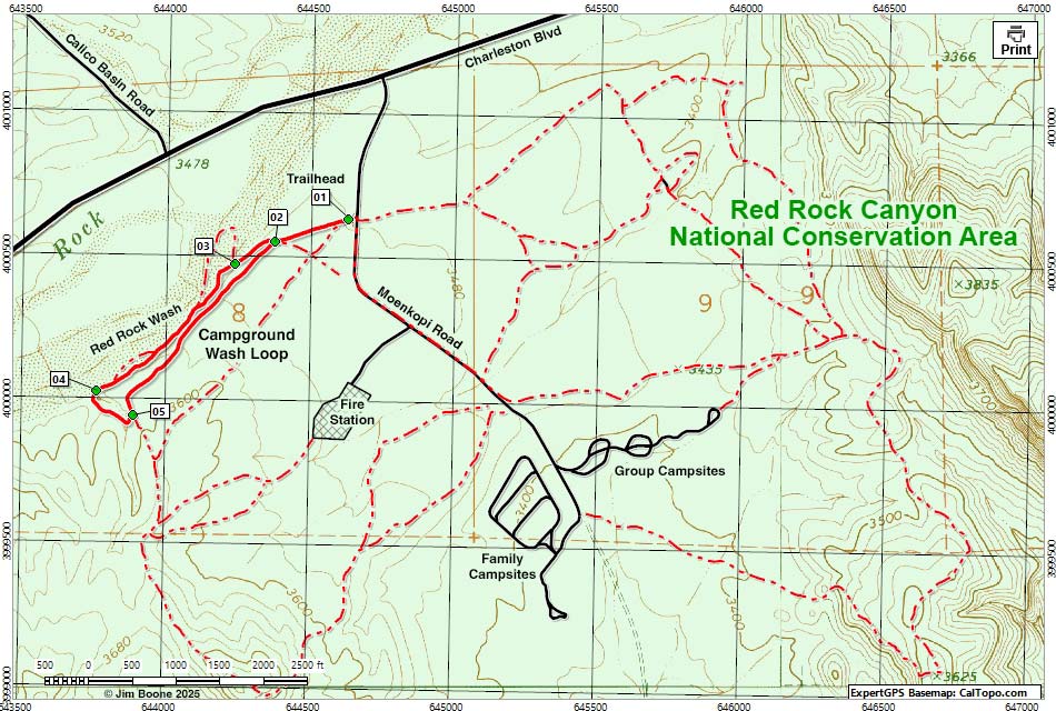 Campground Wash Loop Hiking Map