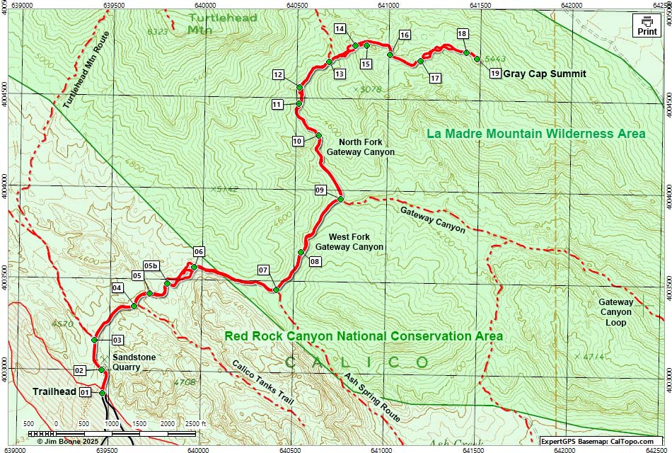 Gray Cap Peak Route Map