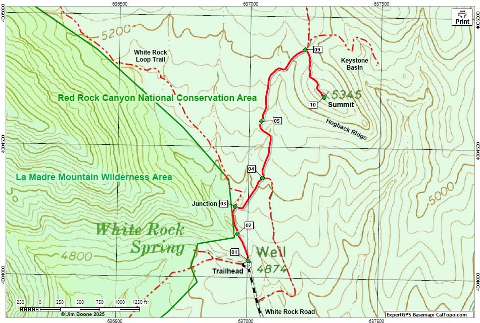 Hogback Ridge Summit Route Map