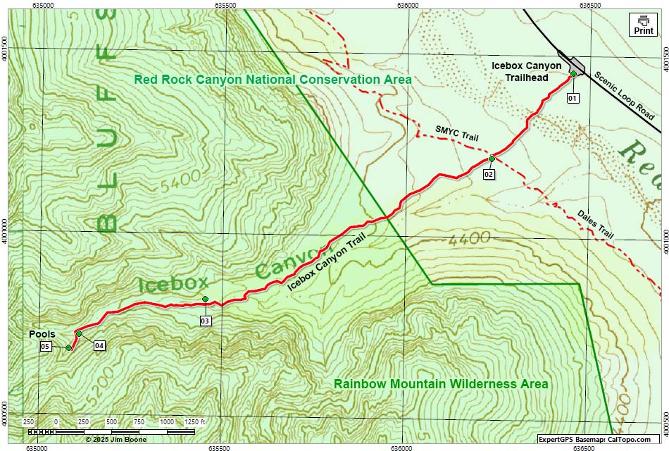 Ice Box Canyon Trail Map