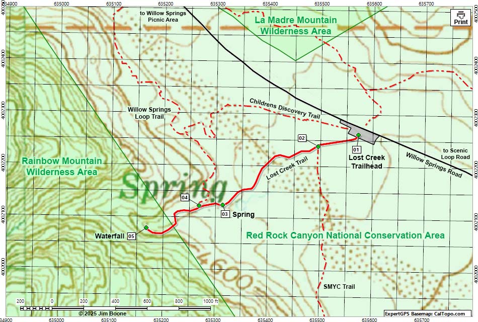 Lower Lost Creek Falls Trail Map