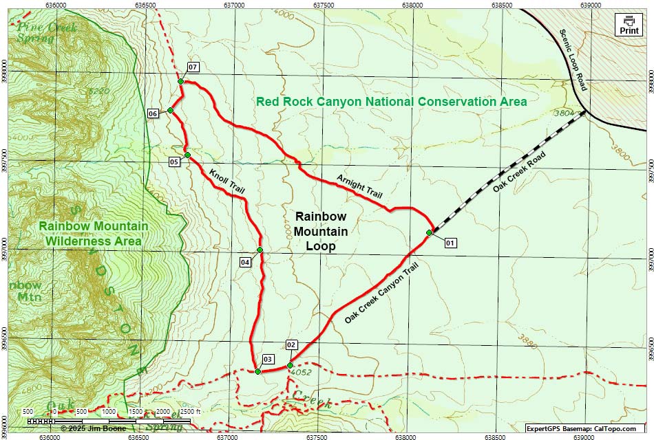 Rainbow Mountain Loop Trail Map